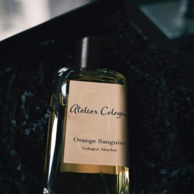 Stylish Atelier Cologne Orange Sanguine bottle elegantly placed in a gift box, perfect for luxury product showcases.